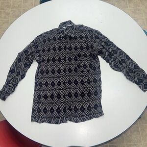 Diameter Mens M Art Deco Long Sleeve‎ Button Up Multicolor Shirt